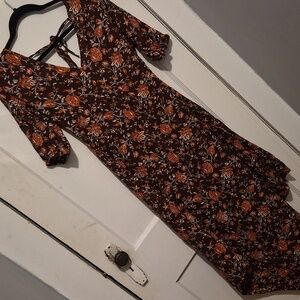Small Maurices Floral Maxi Dress -  Brown, Orange, White